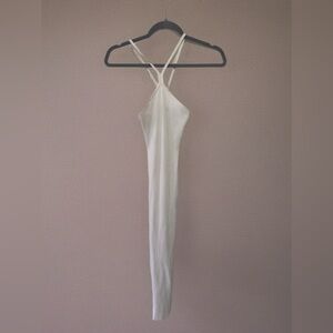 Elegant Cream Ribbed Dress